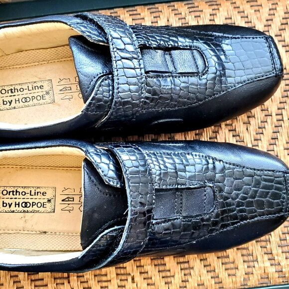COMFORT SHOES ORTHO-LINE HOOPOE WOMEN SIZE 8 LEATHER BLACK NEW ADJUSTABLE CLOSUR - Picture 7 of 9